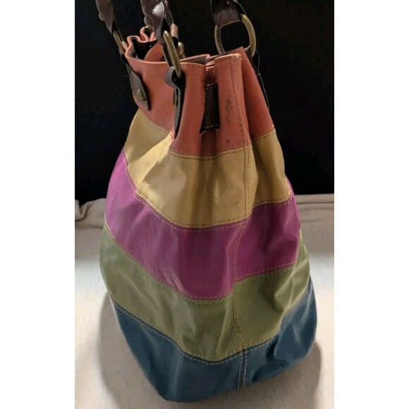Liz Claiborne Liz & Co Axcess Striped Faux Leather Tote Shoulder Bag 16" X 12" - Picture 5 of 13